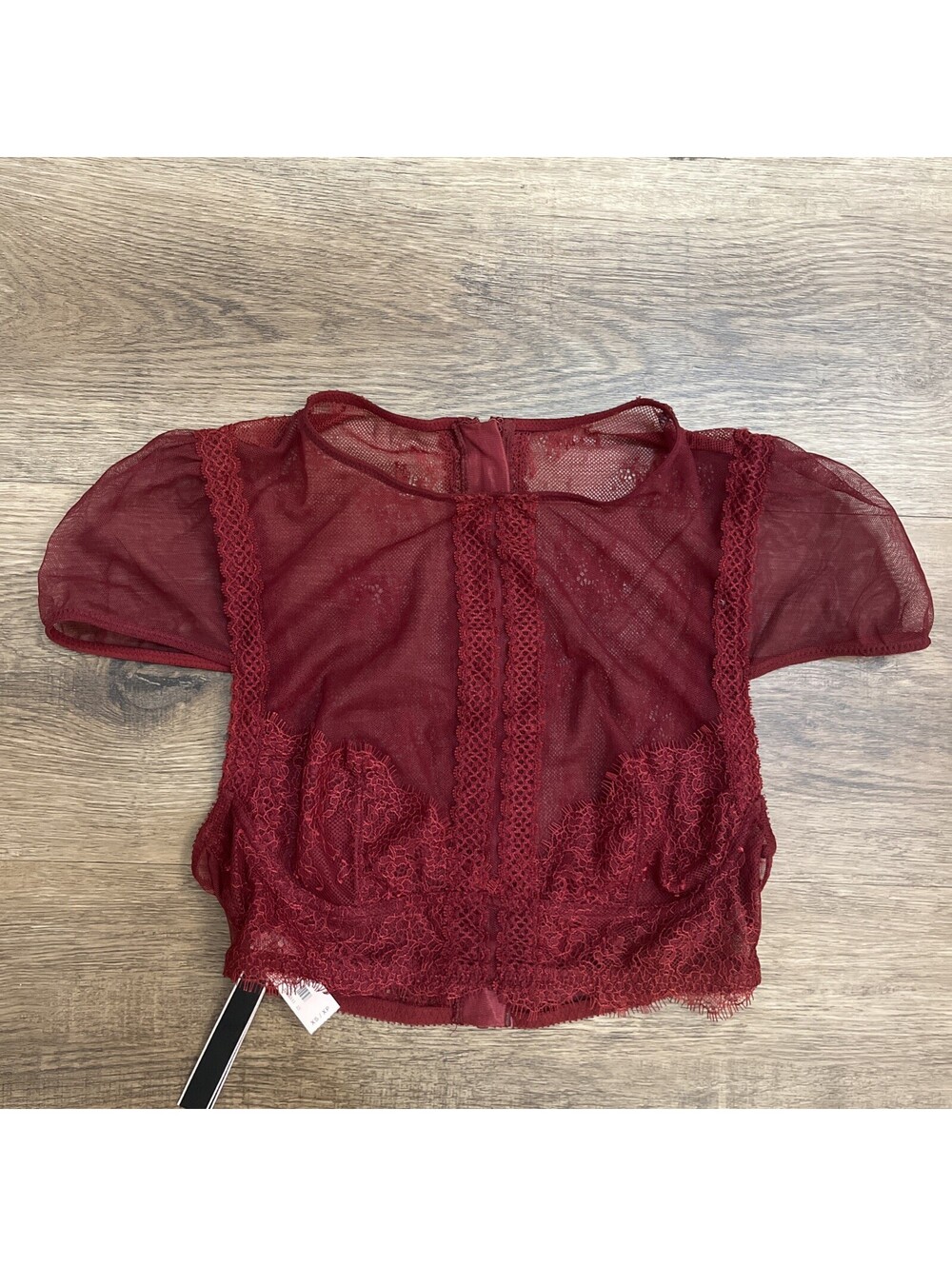 Victoria's Secret Red Sheer Lace Mesh Bralette Bra XS Wireless back zip
